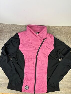 Harley-Davidson Pink Black Convertible Jacket Zip-Off Sleeves Moto Activewear XL